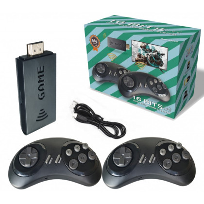 Imagen de Consola de juegos 16 Bit con 2 joystick inalámbricos - Sega y family
