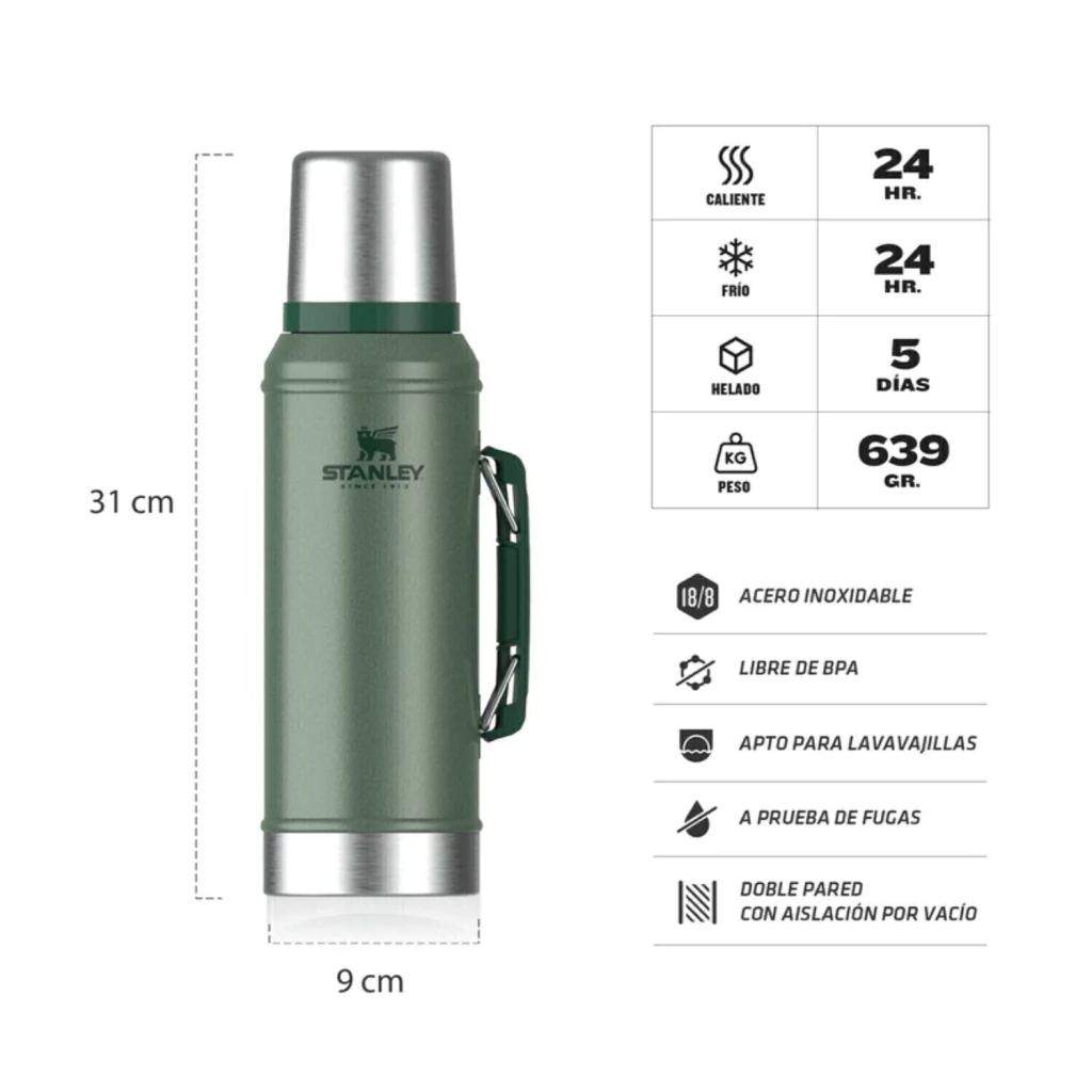 Imagen de Termo Stanley Original 1L Classic Verde